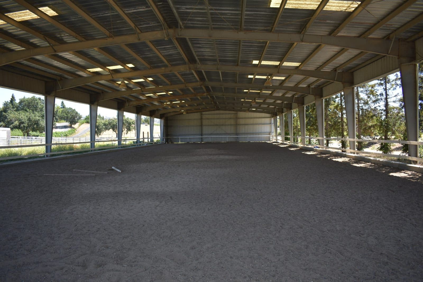 Inside the large covered riding arena
